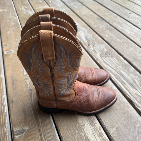 Ariat Heritage Stockman Brown and Tan Round Toe Stockman Cowboy Boot - Men's 7D - Picture 2 of 15